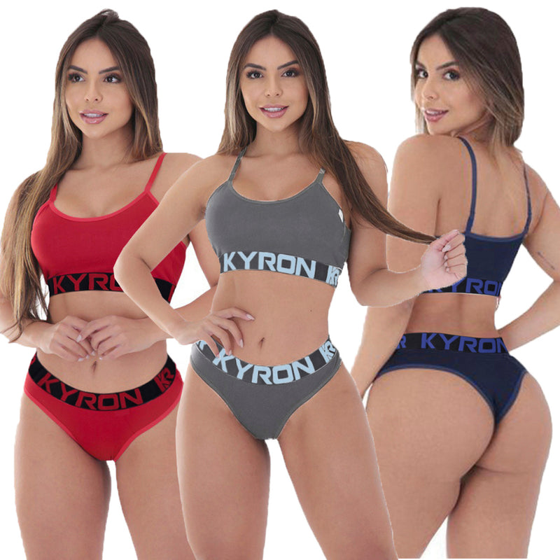 Kit 3 Conjuntos Feminino  Top e Calcinha Lingerie