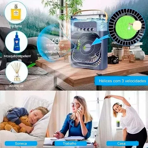 Mini Air Condicionado Portátil Ventilador Umidificador Climatizador de Ambientes!