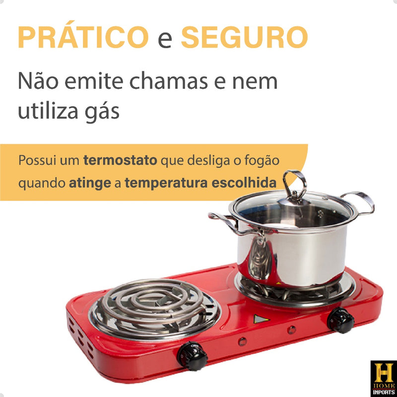 Mini Fogão Elétrico Portátil 2000w Fogareiro  2 Bocas Linha Premium. Praticidade para seu dia dia!