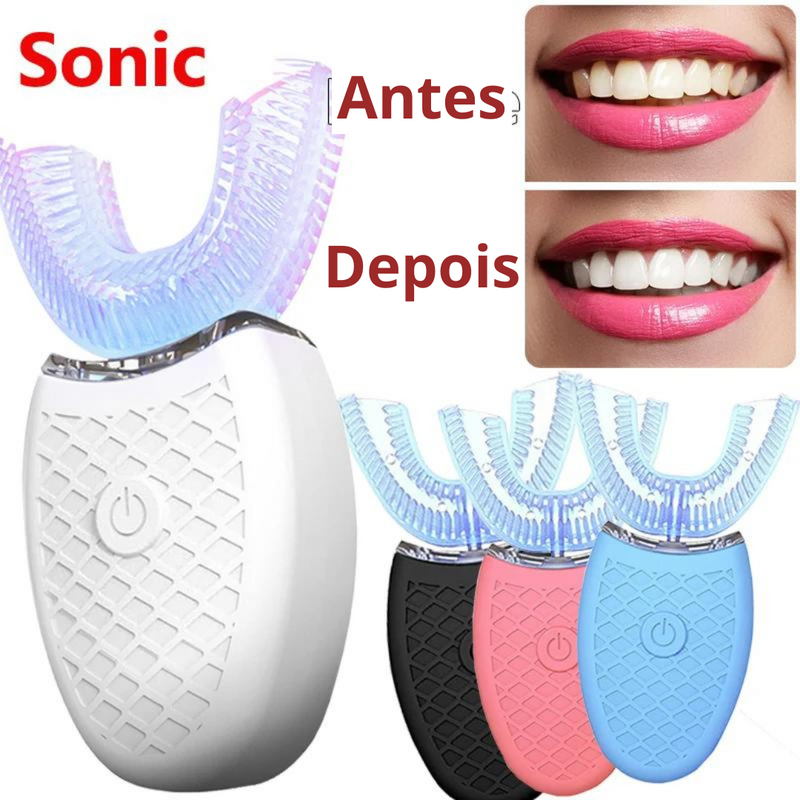 Escova de dentes elétrica em forma de U 360 graus automática ultrassônica. Com clareamento dos dentes!