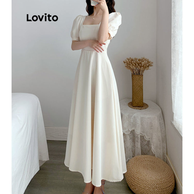 Lovito Vestido Elegante  com Babados e Bolsos .Estilo e elegância no seu visual!