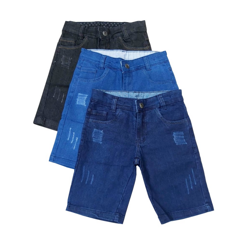 Bermuda Infantil Sarja Jeans Menino Short Brim Juvenil 2-16