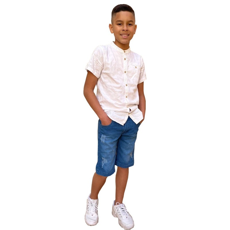 Bermuda Infantil Sarja Jeans Menino Short Brim Juvenil 2-16