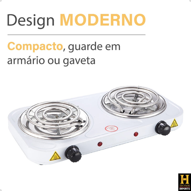 Mini Fogão Elétrico Portátil 2000w Fogareiro  2 Bocas Linha Premium. Praticidade para seu dia dia!