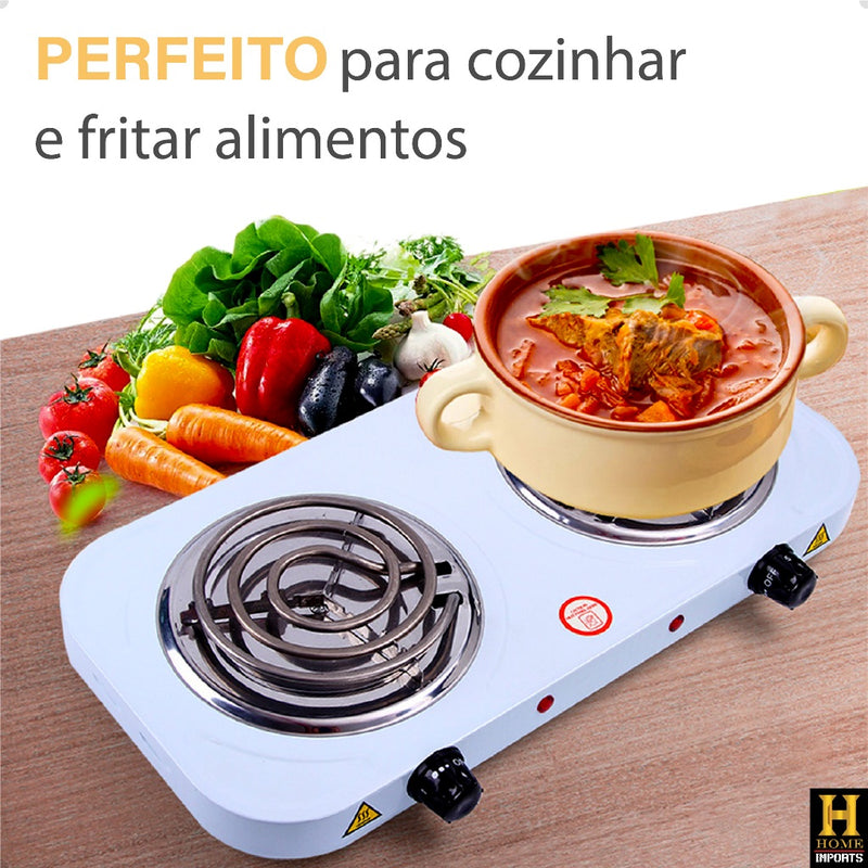 Mini Fogão Elétrico Portátil 2000w Fogareiro  2 Bocas Linha Premium. Praticidade para seu dia dia!