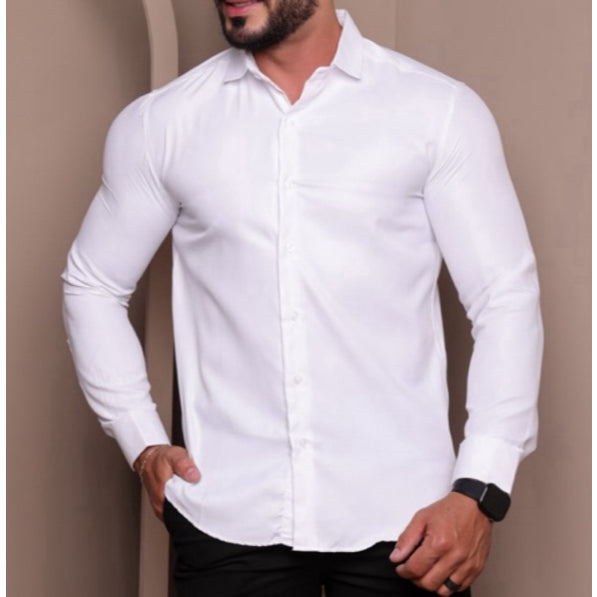 Camisa Social Manga Longa Slim Fit De Algodão