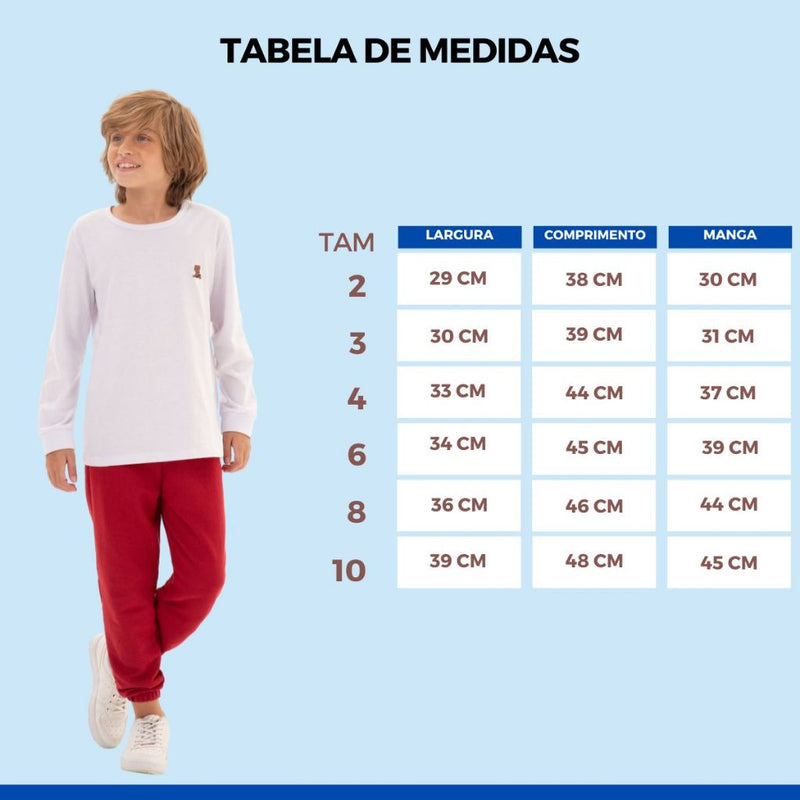 Kit 3 Camiseta Manga Longa Infantil Menino Básica Lisa Tamanho 2 ao 10.Estilo e Conforto que seu filho merece!