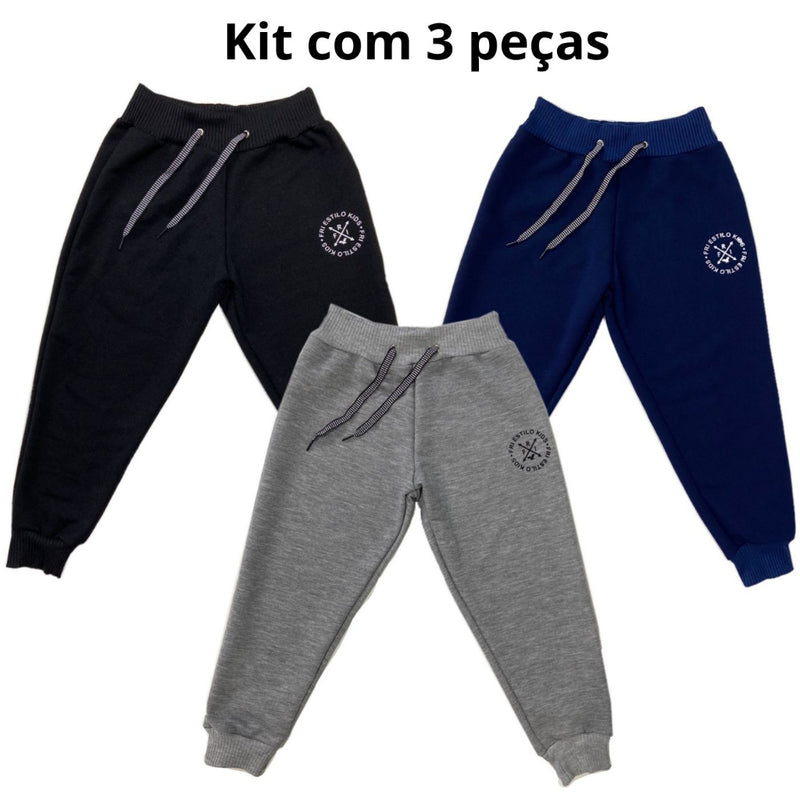 Kit 3 Calças Infantil Moletom Moletinho Menino/ Menina Inverno Unissex. Conforto e Estilo.