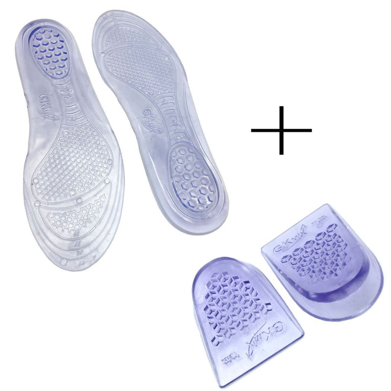 Kit Palmilha Gel Silicone + Calcanheira Gel Anti Impacto Esporão Cancaneo Fascite Plantar Contra Dor!