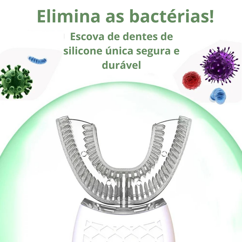 Escova de dentes elétrica em forma de U 360 graus automática ultrassônica. Com clareamento dos dentes!