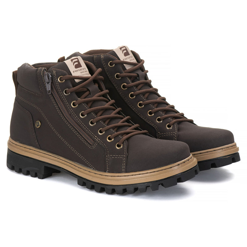 Bota Coturno Masculino Ferraroni Vegano Couro Eco Solado de Borracha Costurado. Estilo e Conforto para você!