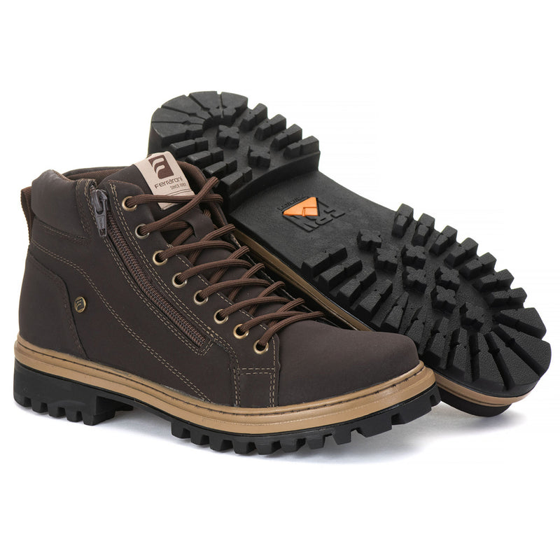 Bota Coturno Masculino Ferraroni Vegano Couro Eco Solado de Borracha Costurado. Estilo e Conforto para você!