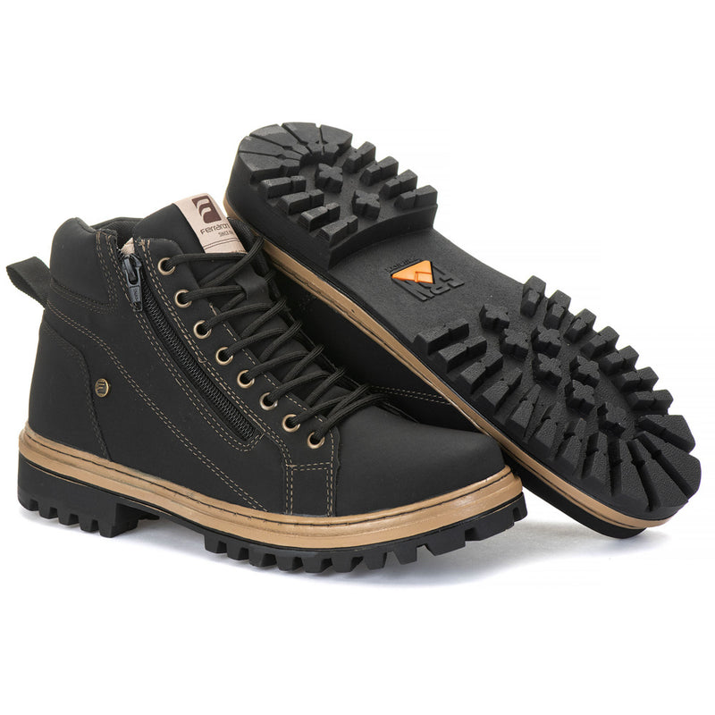 Bota Coturno Masculino Ferraroni Vegano Couro Eco Solado de Borracha Costurado. Estilo e Conforto para você!