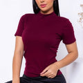 Kit 3 Blusa Canelada Gola Alta Manga Curta Moda Feminina