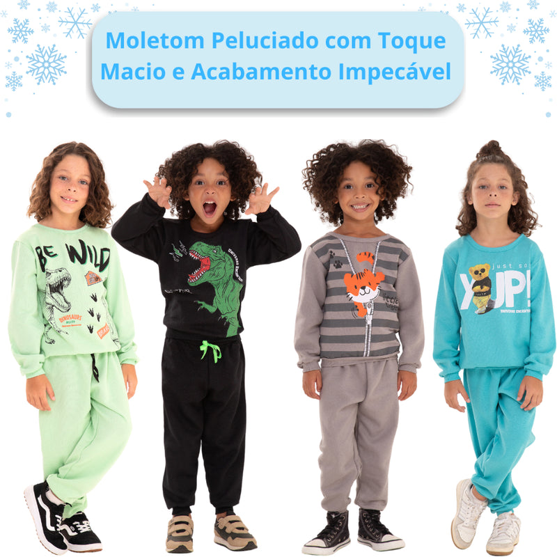 Kit Sortido 4 Peças de Roupas Masculino Infantil Inverno. Conforto para seu filho na hora do sono!