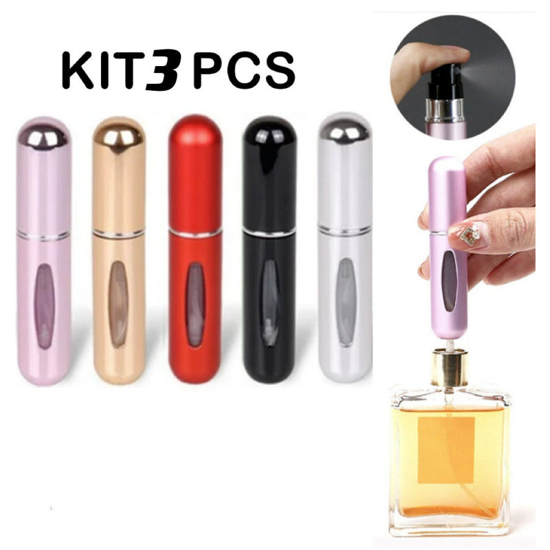 KIT 3 Pcs Porta Perfume Recarregavel Portatil Spray 5ml!