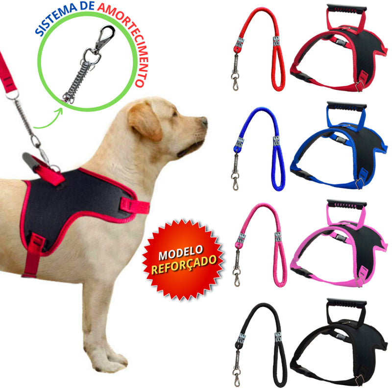 Coleira Peitoral Guia com Amortecedor Peiteira Para Cachorros Fortes Porte Grande e Médio. Estilo e Elegância para seu cão!