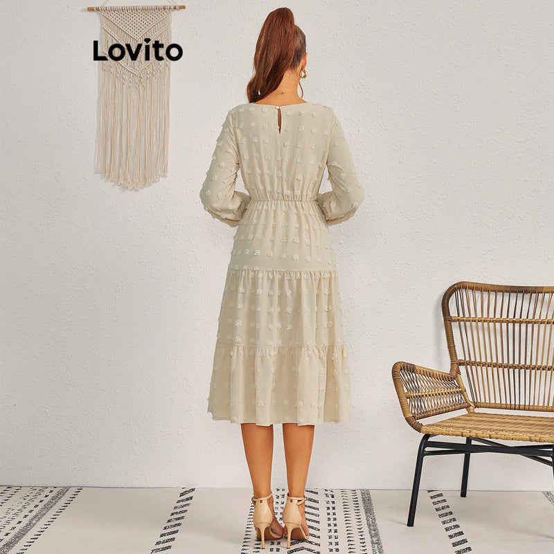 Lovito Vestido casual jacquard liso