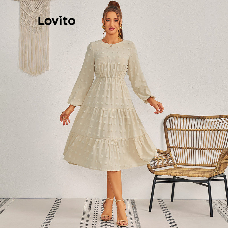 Lovito Vestido casual jacquard liso