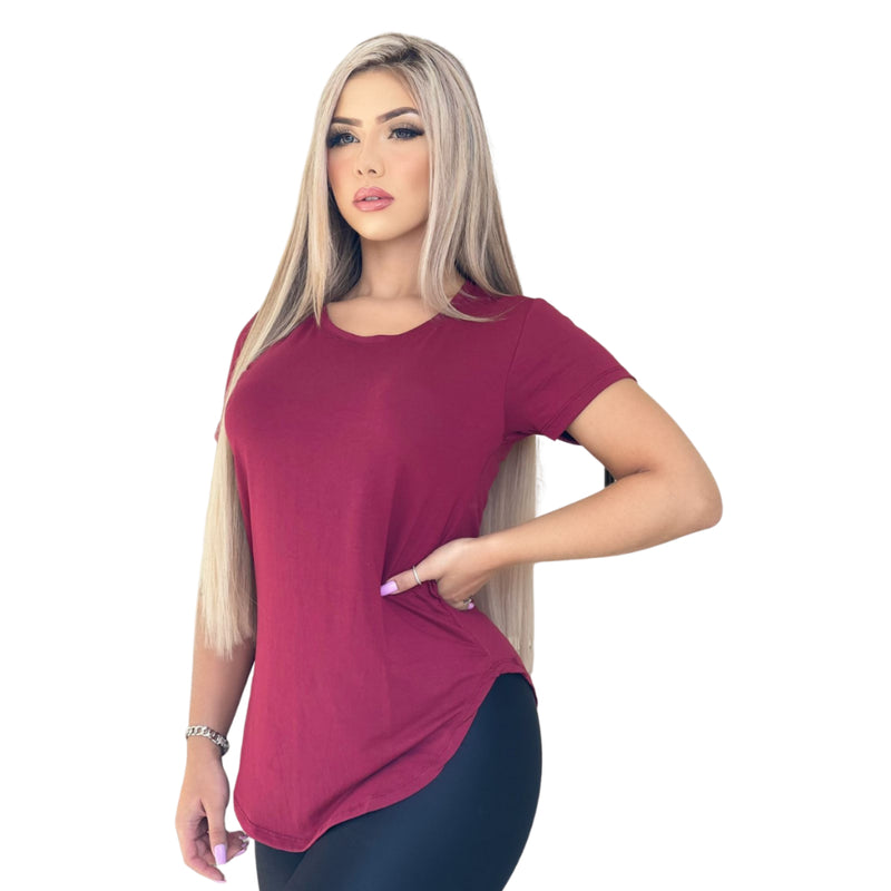 Kit 3 Blusa Camiseta Feminina Longa Academia Basica Lisa Longline!