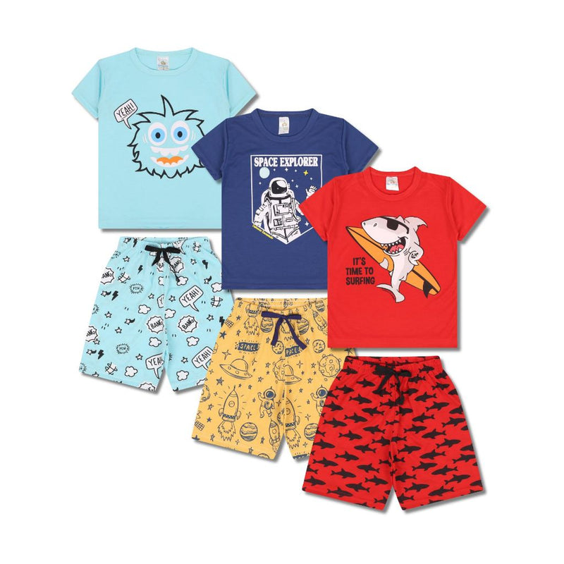 Kit 6 Peças Pijama Infantil Menino Manga Curta De 1 a 10. Conforto que seu filho merece!