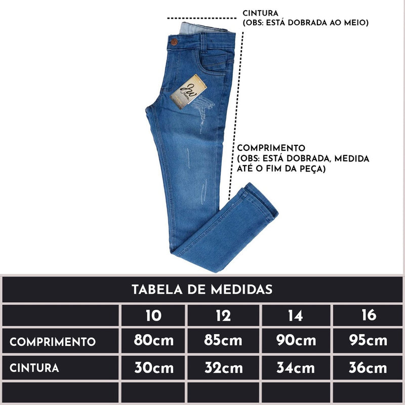 Calça Jeans Masculina Infantil Meninos 10 ao 16 moda infanto juvenil peças exclusivas top de linha