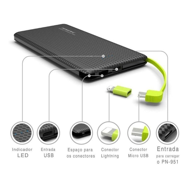 Carregador Portátil Pineng Power Bank, com adaptador iPhone,V8!