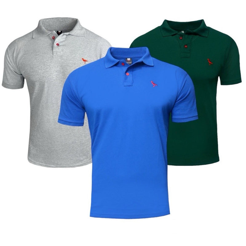 Kit 3 Camisas Polo Masculina Original Gola Alta 100% Algodão Piquet Ducam!