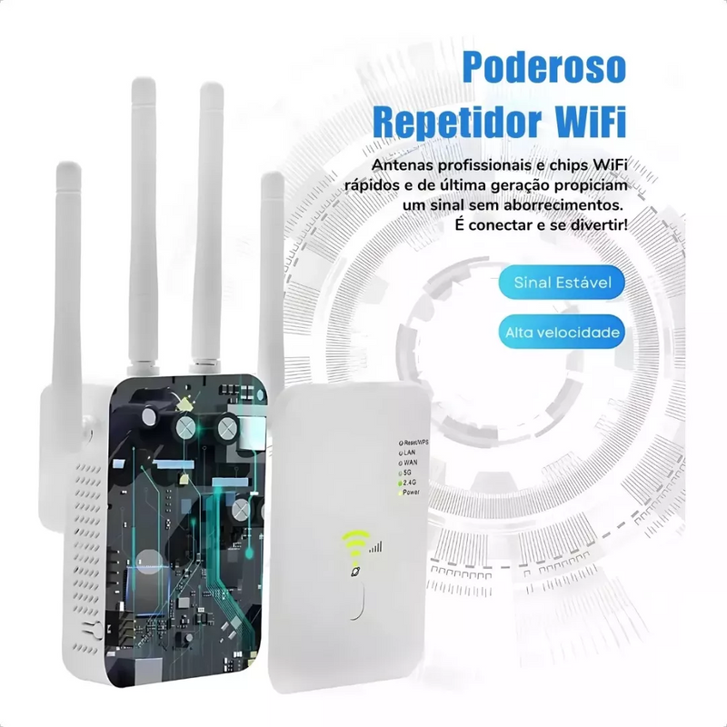 Repetidor Wifi Sinal Wireless Amplificador Extensor Potente Longo Alcance 6 Antenas