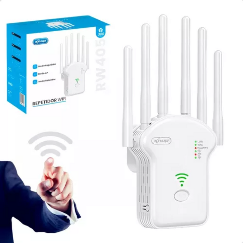 Repetidor Wifi Sinal Wireless Amplificador Extensor Potente Longo Alcance 6 Antenas