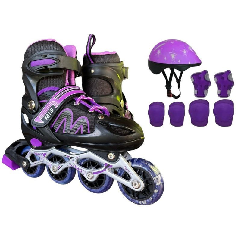 Patins Roller inLine Varias Cores Tamanho Ajustável Led + KIT PROTEÇÃO!