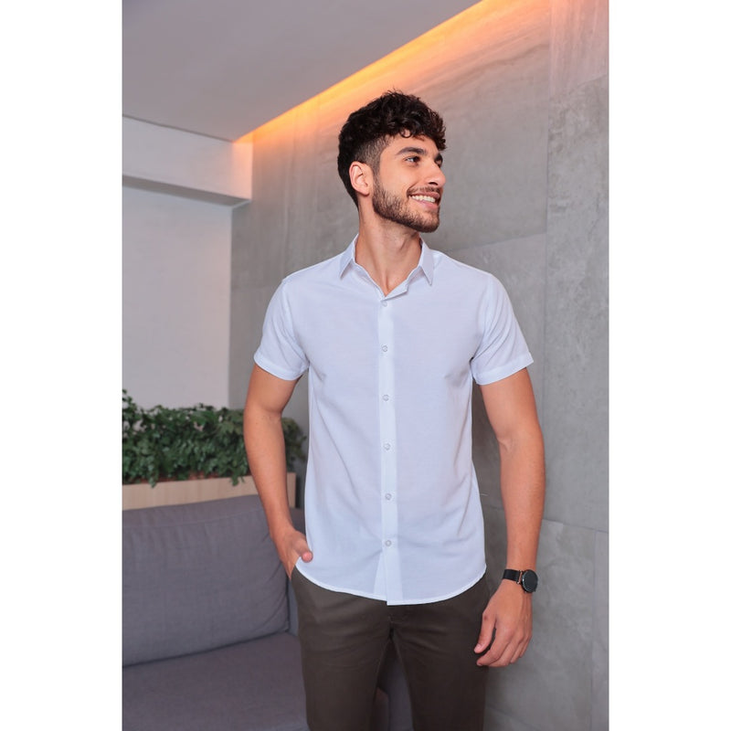 Camisa Social Masculina Manga Curta Slim Fit - Sem Bolso!