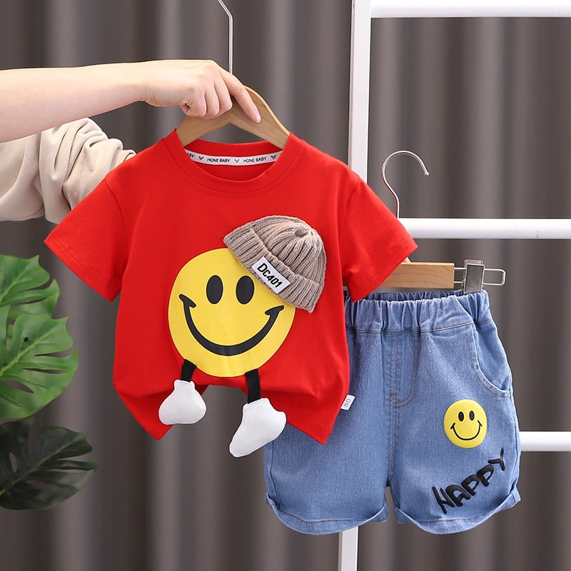 conjunto short e camiseta Verão Para Bebês Meninos Desenho Animado!