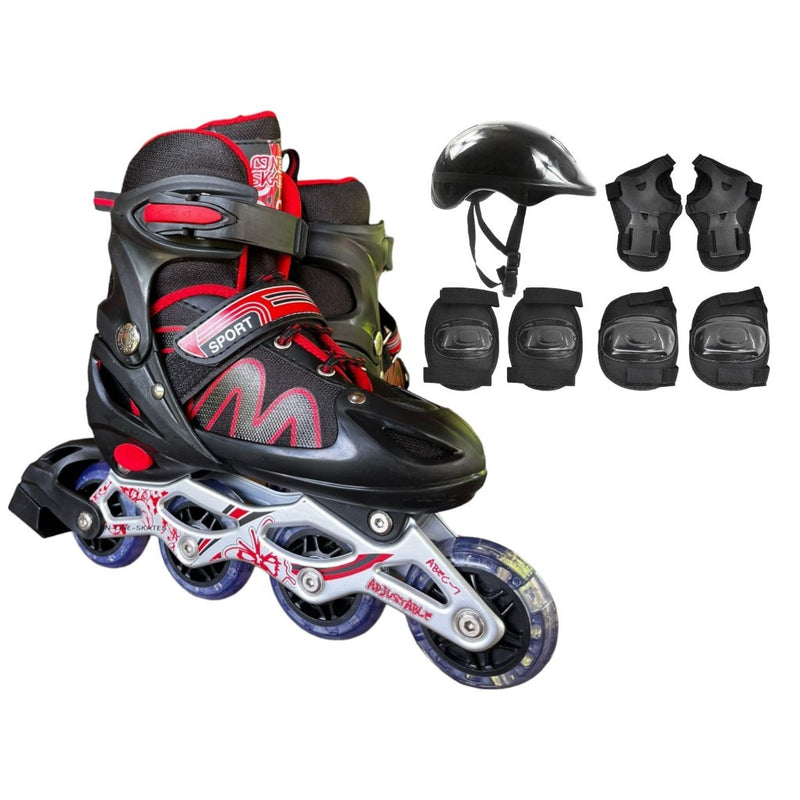 Patins Roller inLine Varias Cores Tamanho Ajustável Led + KIT PROTEÇÃO!