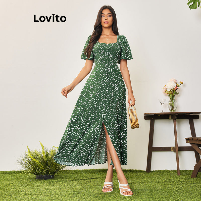 Lovito Casual Vestido Feminino Floral com Zíper