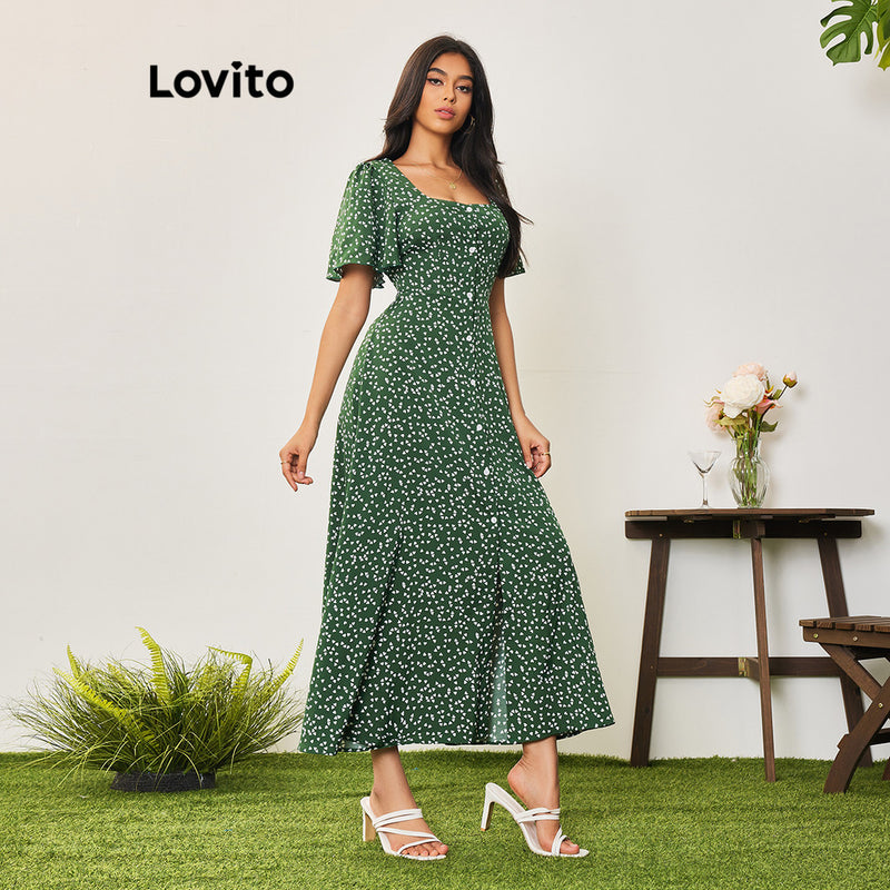 Lovito Casual Vestido Feminino Floral com Zíper