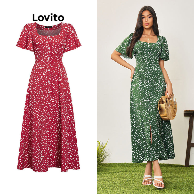 Lovito Casual Vestido Feminino Floral com Zíper