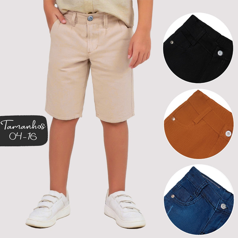 Bermuda Infantil Sarja Jeans Menino Short Brim Juvenil 2-16. Estilo e Conforto para seu filho!