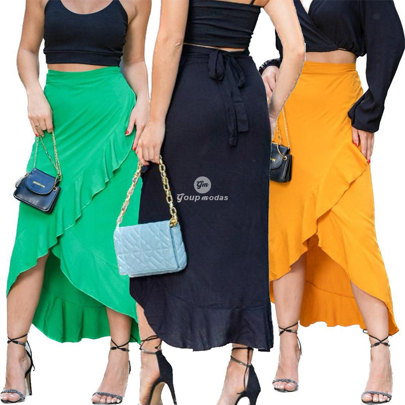 Saia Envelope Maxi Transpassada de Amarrar Moda Blogueira!